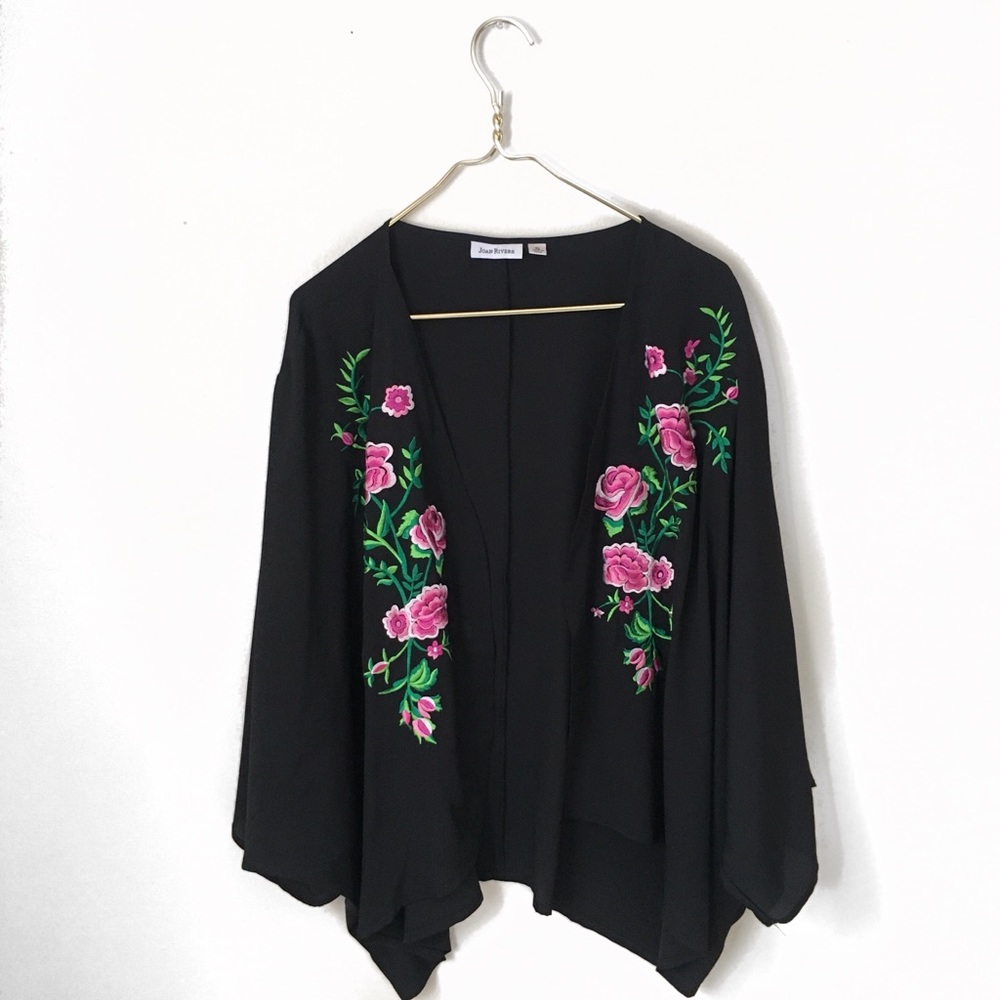 Joan Rivers floral kimono.
